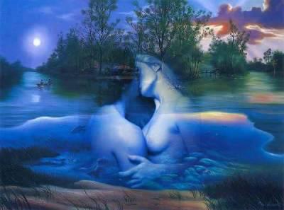 L'Amour au clair de lune (couple d'amoureux)